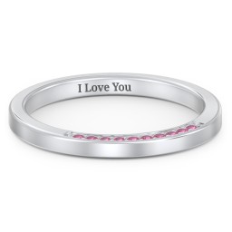 Enchanted Band Ring in 925 Sterling Silver with Red Premium Zirconia