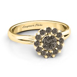 Adore and Cherish Ring in 10K Solid Yellow Gold with Smokey Quartz