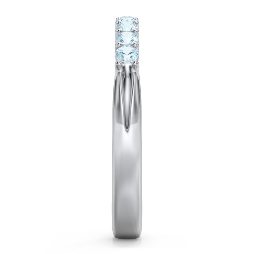 Glimmering Love Ring – 10K White Gold with Blue Topaz
