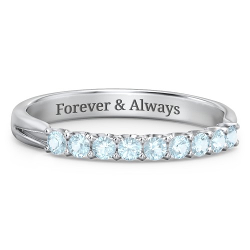 Glimmering Love Ring – 10K White Gold with Blue Topaz