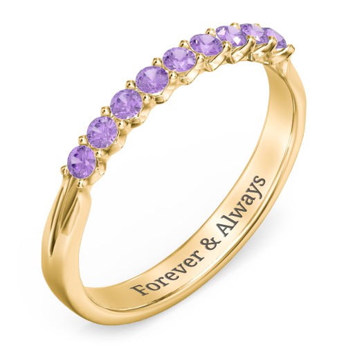 Glimmering Love Ring – 10K Yellow Gold with Amethyst