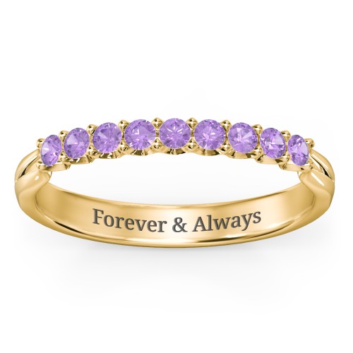 Glimmering Love Ring – 10K Yellow Gold with Amethyst