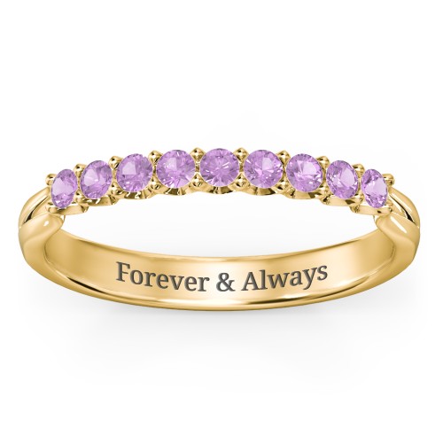 Glimmering Love Ring – 10K Yellow Gold with Amethyst