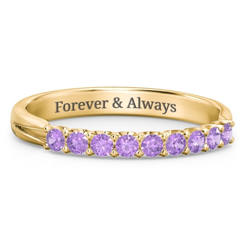 Glimmering Love Ring – 10K Yellow Gold with Amethyst