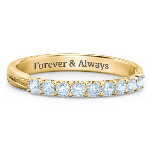 Glimmering Love Ring – 10K Yellow Gold with Blue Topaz