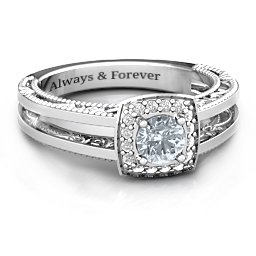 Intricate Love Ring in 925 Sterling Silver with Cubic Zirconia and White Premium Zirconia