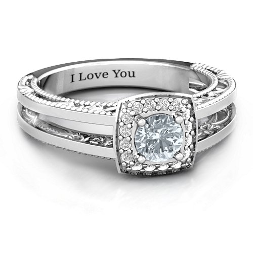 Intricate Love Ring – Sterling Silver with Cubic Zirconia and White Premium Zirconia