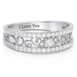 Mesmeric Love Ring in 925 Sterling Silver with Cubic Zirconia and White Premium Zirconia