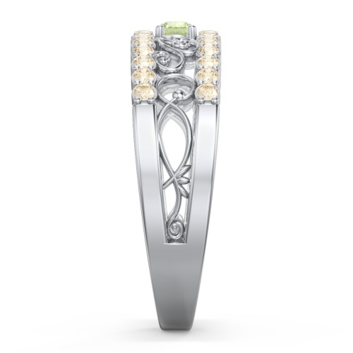 Mesmeric Love Ring – Sterling Silver with Peridot and Fancy Yellow Premium Zirconia