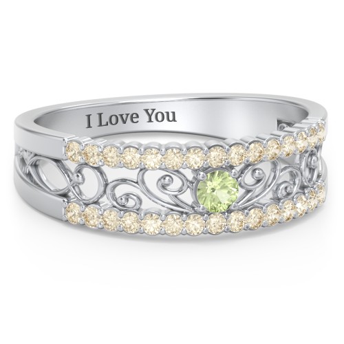 Mesmeric Love Ring – Sterling Silver with Peridot and Fancy Yellow Premium Zirconia