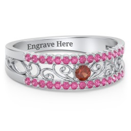 Mesmeric Love Ring in 925 Sterling Silver with Garnet and Red Premium Zirconia