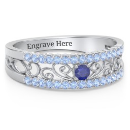 Mesmeric Love Ring in 925 Sterling Silver with Blue Sapphire and Fancy Blue Premium Zirconia