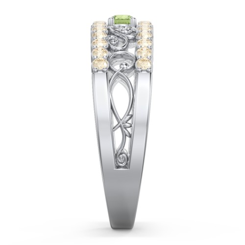 Mesmeric Love Ring – Sterling Silver with Peridot and Fancy Yellow Premium Zirconia