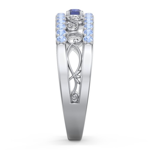 Mesmeric Love Ring – Sterling Silver with Blue Sapphire and Fancy Blue Premium Zirconia