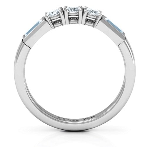 Charmed by Love Ring – Sterling Silver with Cubic Zirconia and Aquamarine