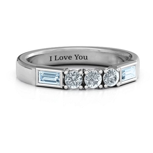 Charmed by Love Ring – Sterling Silver with Cubic Zirconia and Aquamarine
