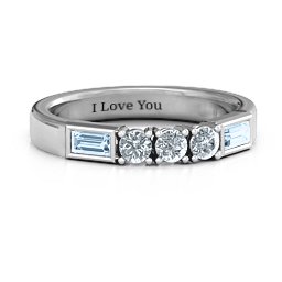 Charmed by Love Ring in 925 Sterling Silver with Cubic Zirconia and Aquamarine