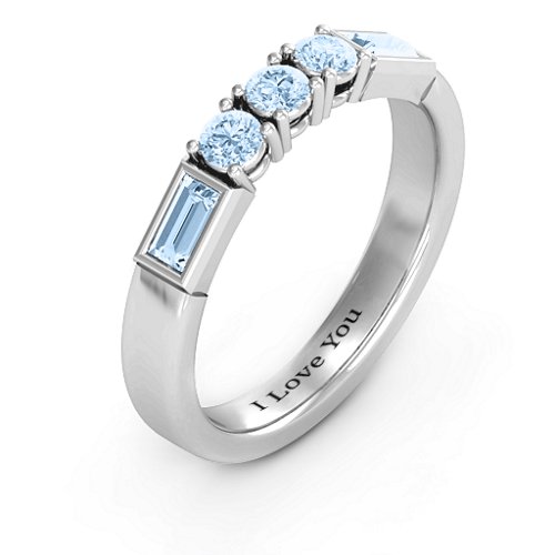 Charmed by Love Ring – Sterling Silver with Aquamarine