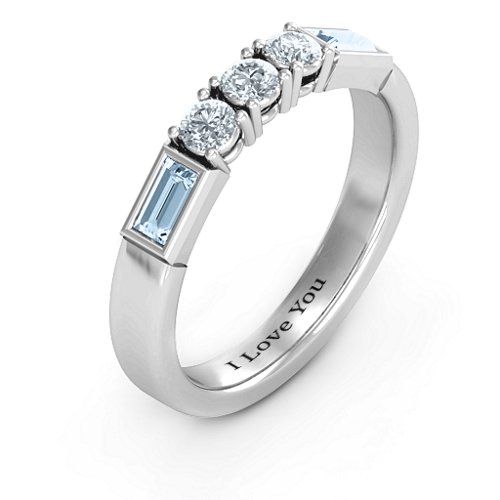 Charmed by Love Ring – Sterling Silver with Cubic Zirconia and Aquamarine