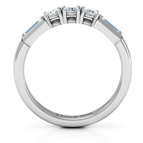 Charmed by Love Ring – Sterling Silver with Cubic Zirconia and Aquamarine