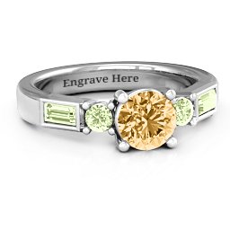 Andrea Engagement Ring in 925 Sterling Silver with Fancy Yellow Premium Zirconia and Peridot