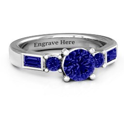 Andrea Engagement Ring in 925 Sterling Silver with Blue Sapphire
