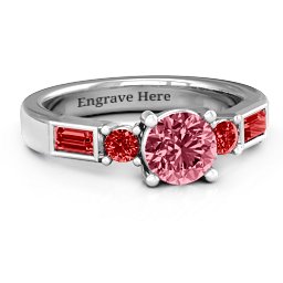 Andrea Engagement Ring in 925 Sterling Silver with Red Premium Zirconia and Garnet