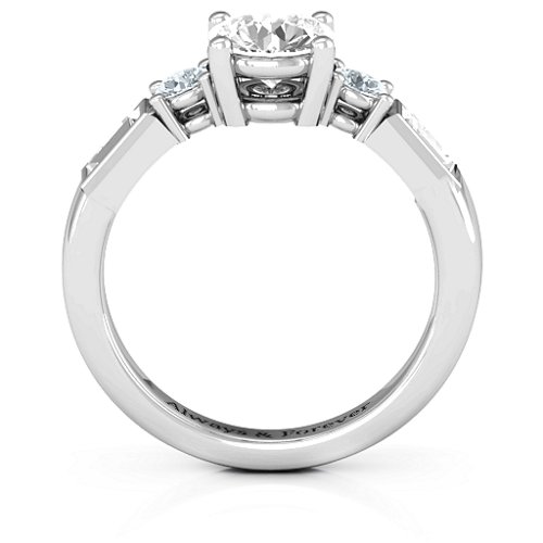 Andrea Engagement Ring – Sterling Silver with White Premium Zirconia, Cubic Zirconia, and White Sapphire
