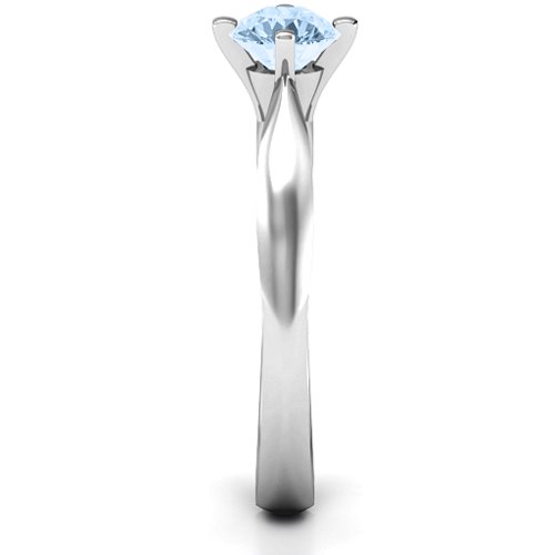 Sandra Solitaire Ring – Sterling Silver with Aquamarine