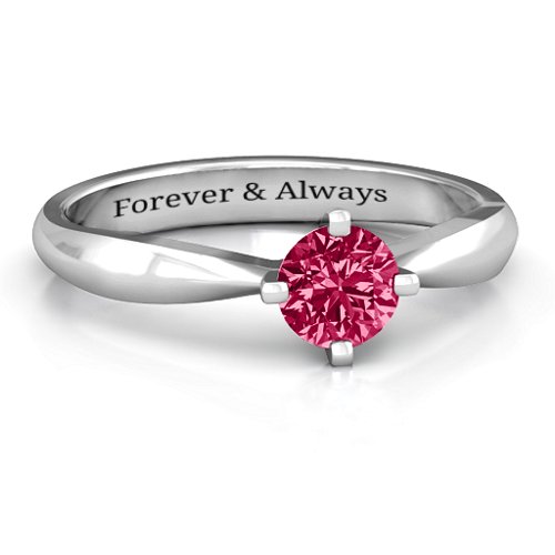 Sandra Solitaire Ring – Sterling Silver with Ruby