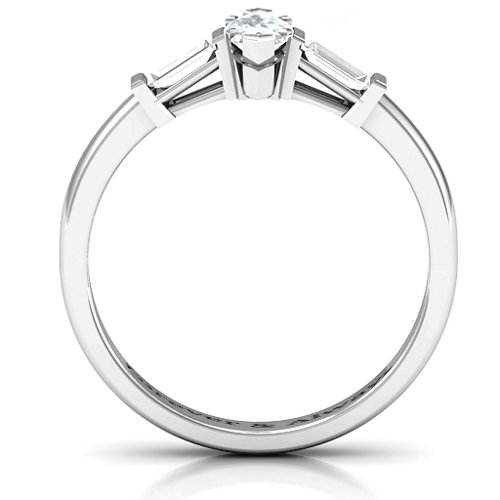 Marquise Cut Love Ring – Sterling Silver with Cubic Zirconia and White Sapphire