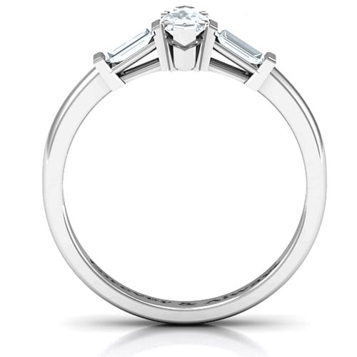 Marquise Cut Love Ring – Sterling Silver with Diamond