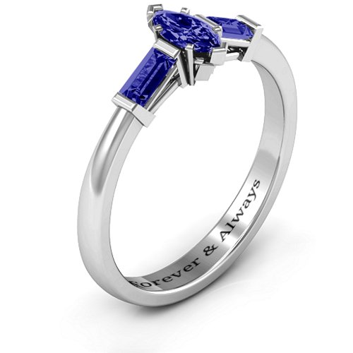 Marquise Cut Love Ring – Sterling Silver with Blue Sapphire