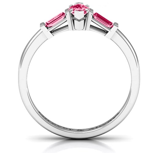 Marquise Cut Love Ring – Sterling Silver with Ruby