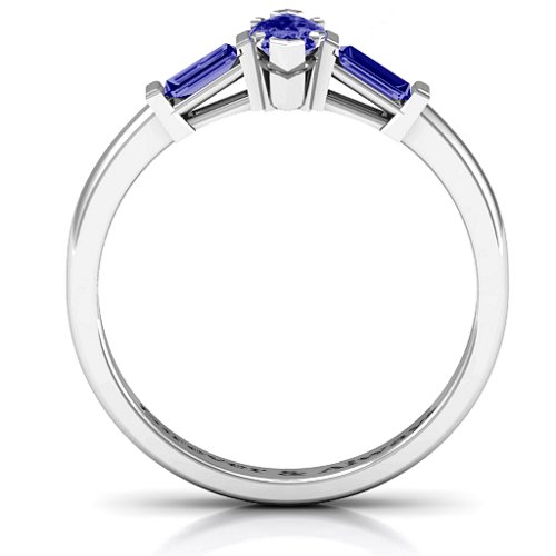 Marquise Cut Love Ring – Sterling Silver with Blue Sapphire