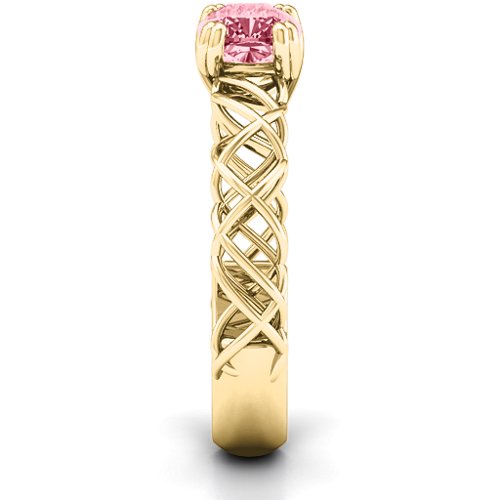 Tangled in Love Ring – 14K Yellow Gold with Red Premium Zirconia