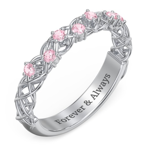 Stones Woven in Love Ring – Sterling Silver with Pink Tourmaline