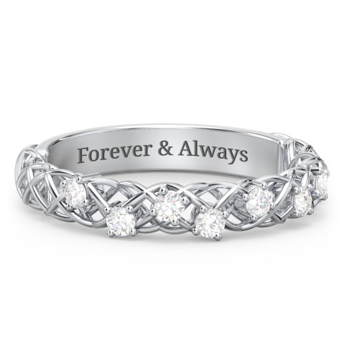 Stones Woven in Love Ring – Sterling Silver with Diamond