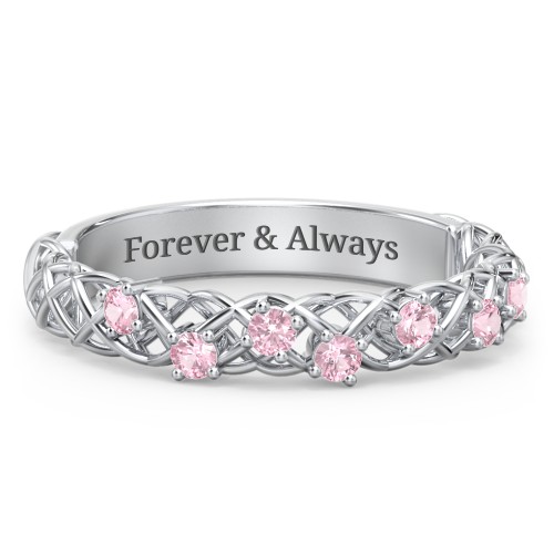 Stones Woven in Love Ring – Sterling Silver with Pink Tourmaline