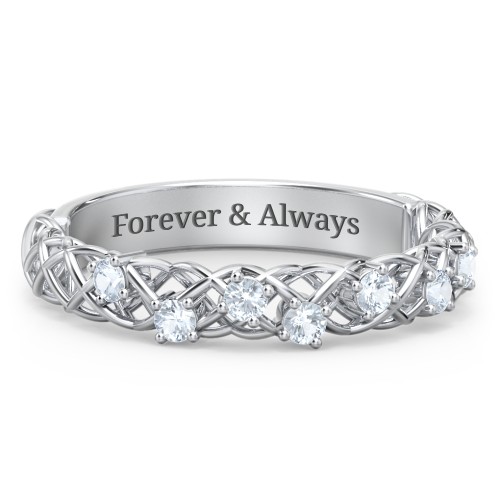 Stones Woven in Love Ring – Sterling Silver with Aquamarine