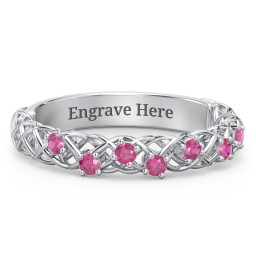 Stones Woven in Love Ring in 925 Sterling Silver with Ruby