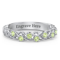 Stones Woven in Love Ring in 925 Sterling Silver with Peridot