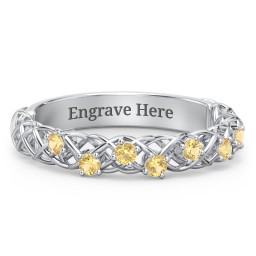 Stones Woven in Love Ring in 925 Sterling Silver with Citrine