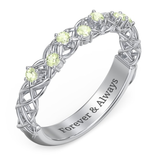 Stones Woven in Love Ring – Sterling Silver with Peridot