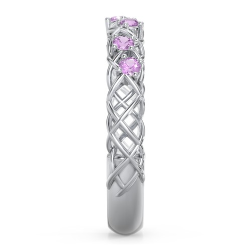Stones Woven in Love Ring – Sterling Silver with Amethyst