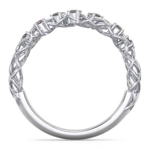 Stones Woven in Love Ring – Sterling Silver with Smokey Quartz