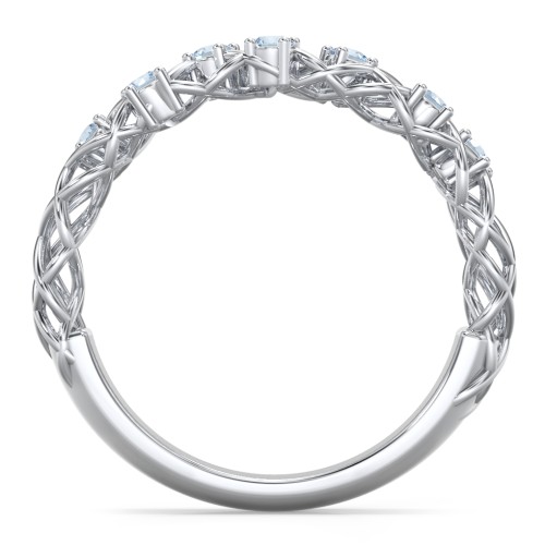 Stones Woven in Love Ring – Sterling Silver with Blue Topaz