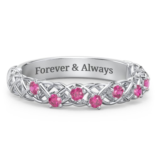 Stones Woven in Love Ring – Sterling Silver with Ruby