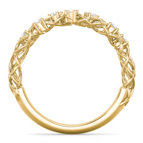 Stones Woven in Love Ring – 10K Yellow Gold with Cubic Zirconia