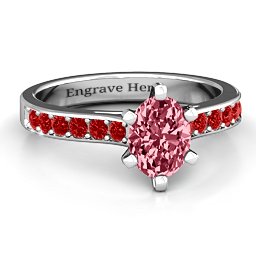 Shining in Love Ring in 925 Sterling Silver with Red Premium Zirconia and Garnet